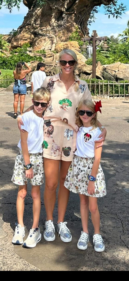 RTS - Animal Safari - Linen SHORTS w/pockets